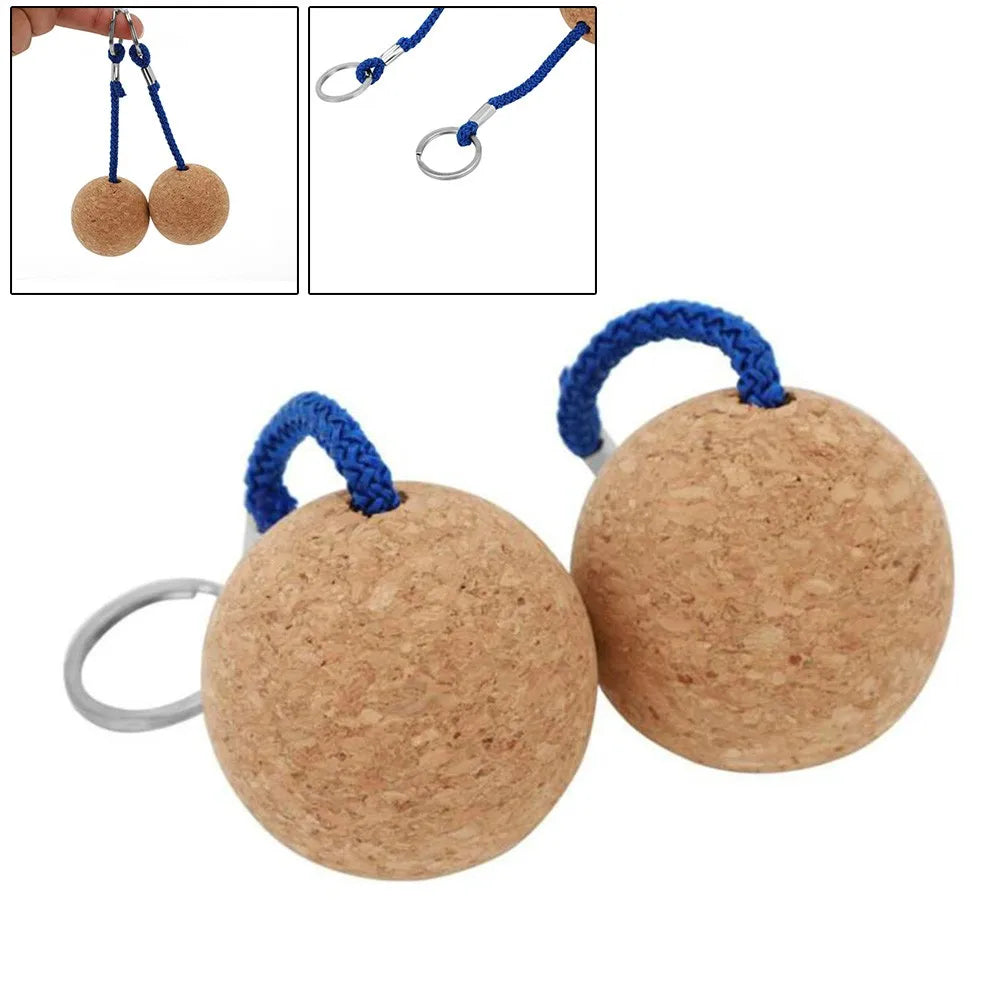 2Pcs Floating Cork Ball Key Rings