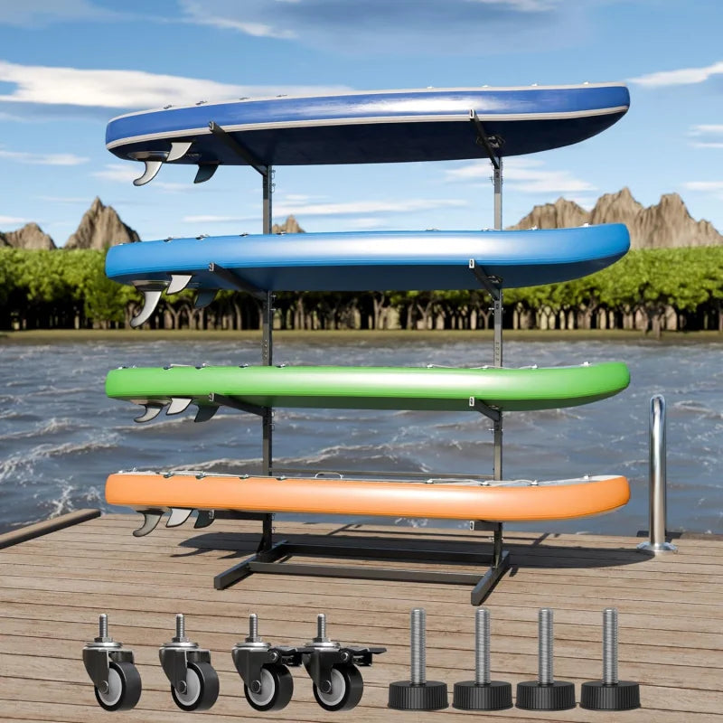 Outdoor Kayak Storage Rack with Wheels