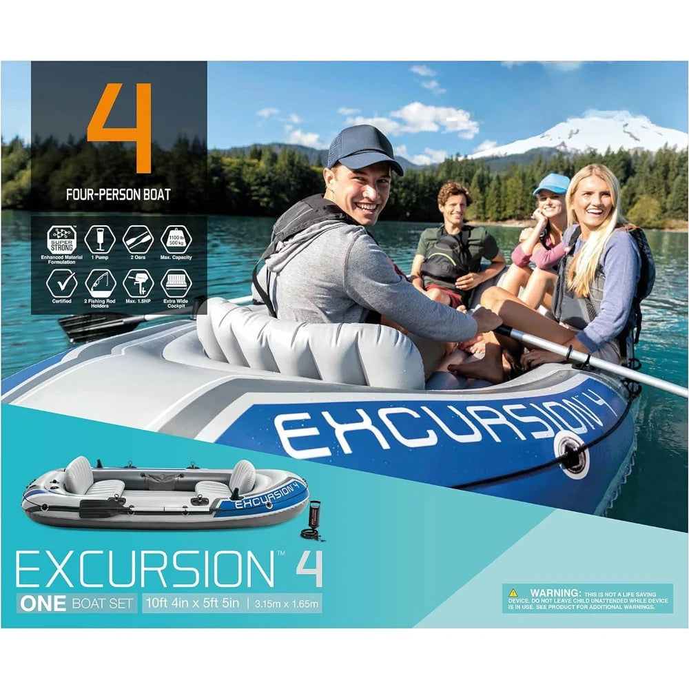 Excursion Inflatable Boat with Oars & Rod Holders