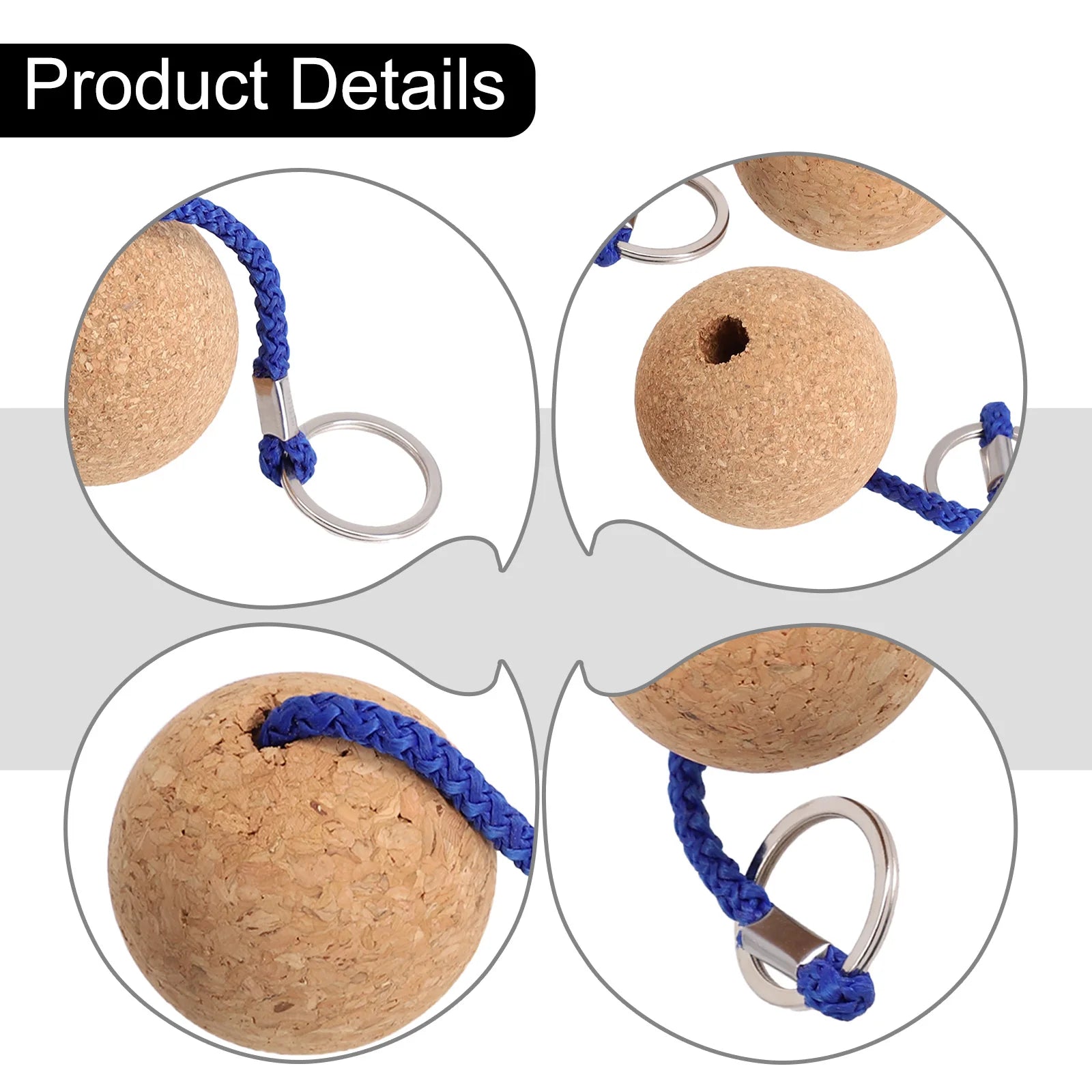 2Pcs Floating Cork Ball Key Rings