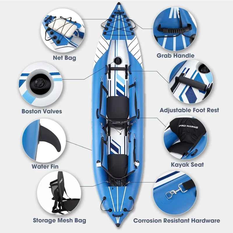 Deluxe Inflatable Touring Kayak Set with Oar & Pump