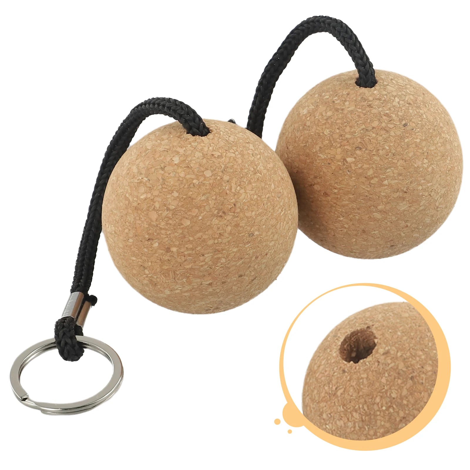 2Pcs Floating Cork Ball Key Rings