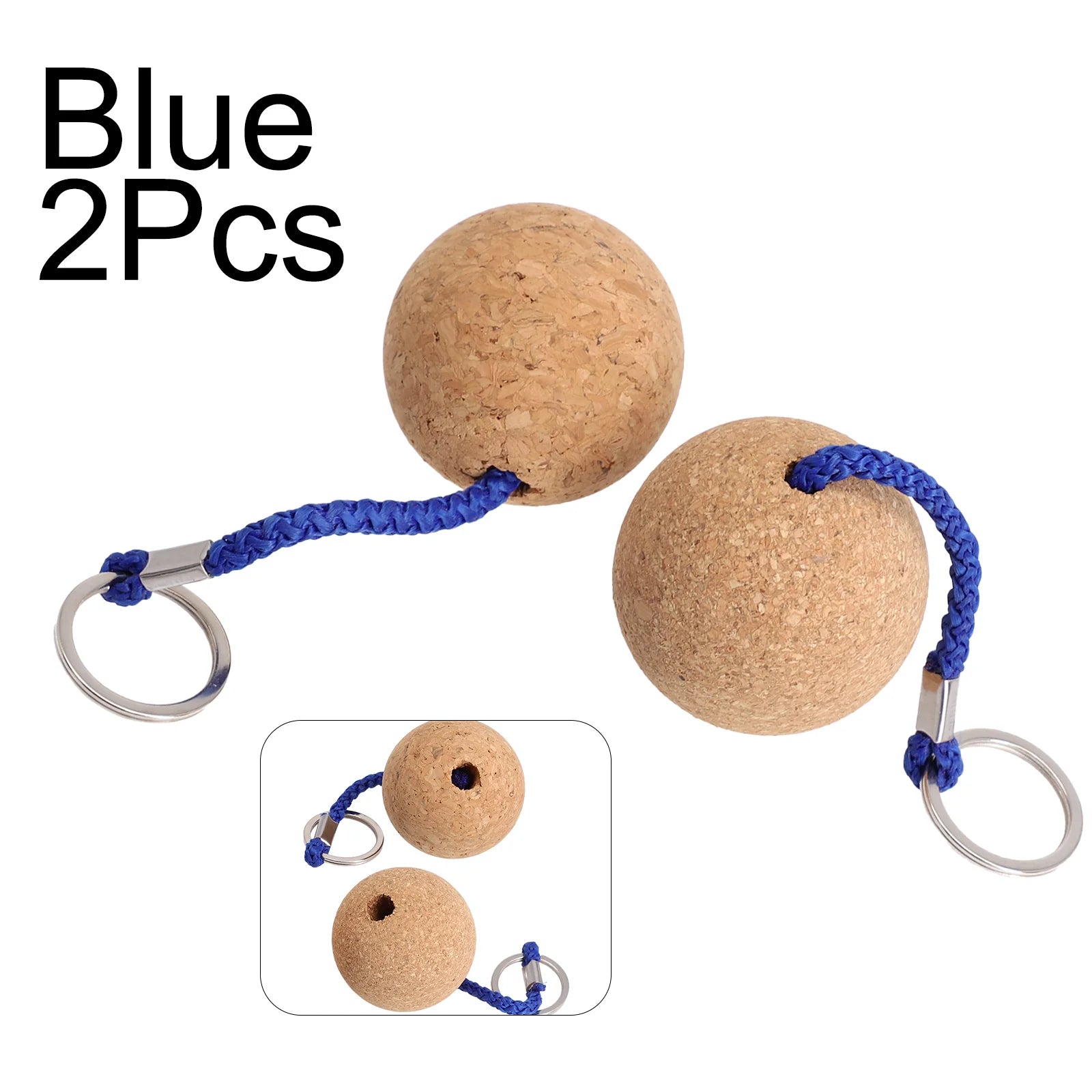 2Pcs Floating Cork Ball Key Rings