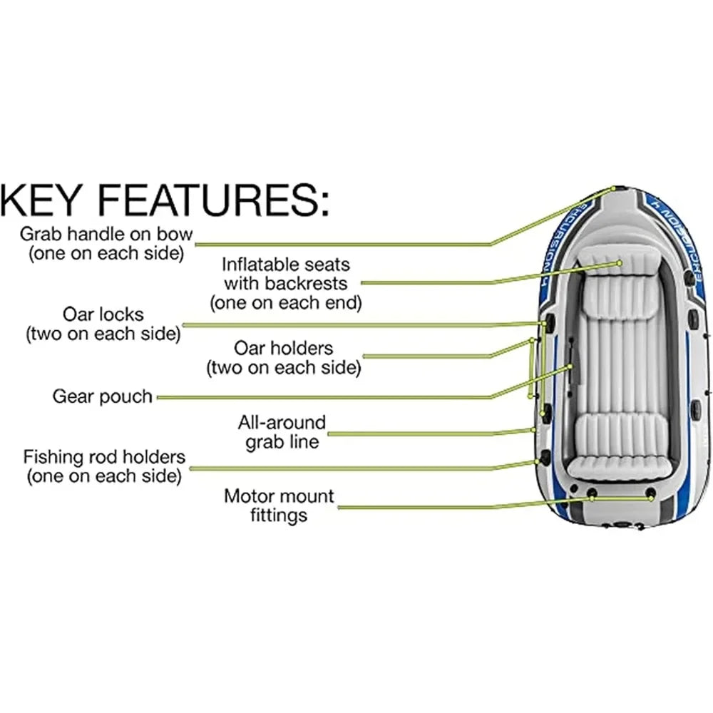 Excursion Inflatable Boat with Oars & Rod Holders